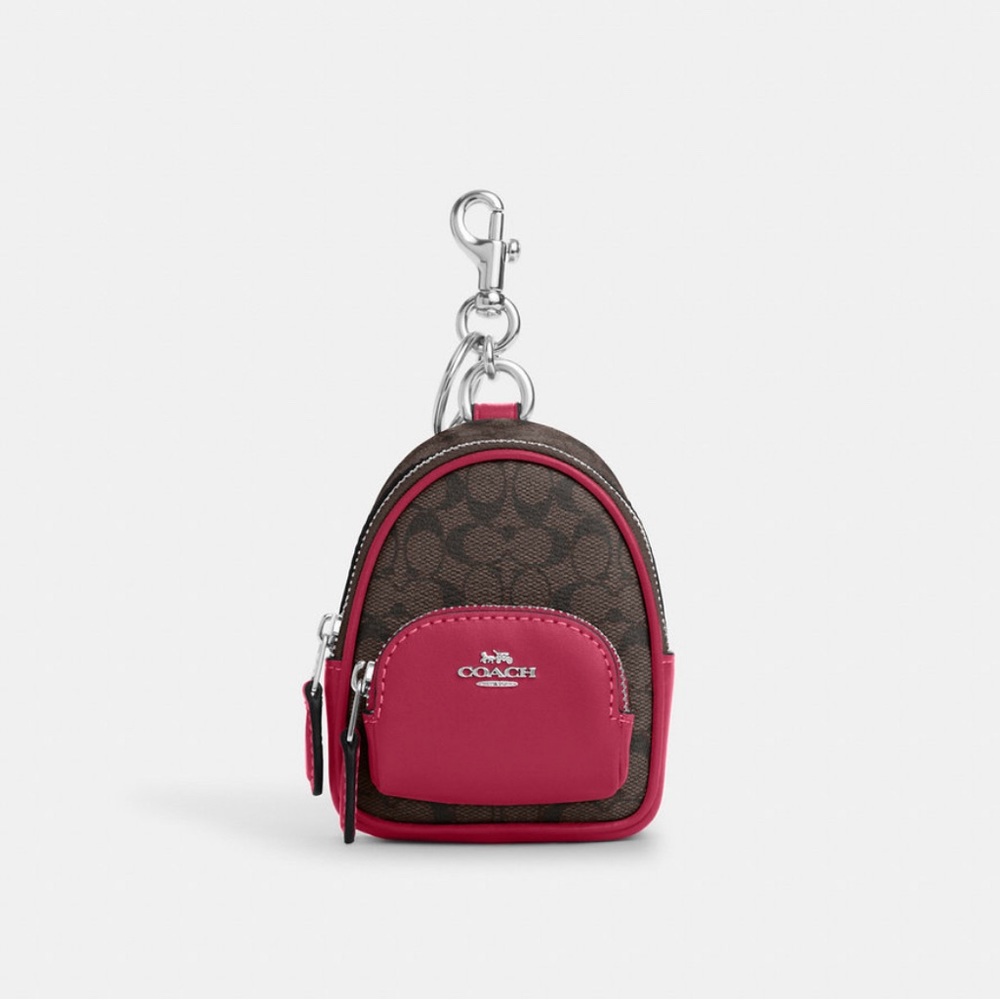 NWT Coach Mini Court Backpack Bag Charm In Signature Canvas